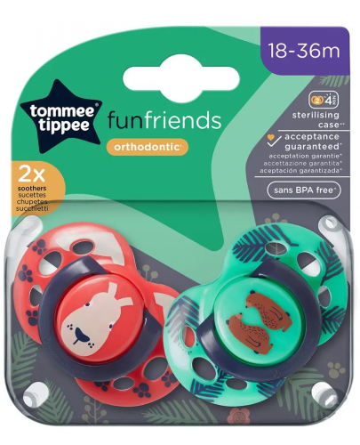 Ортодонтични залъгалки Tommee Tippee - Fun Friends, 18-36 м, 2 броя, Заек/Мече - 6