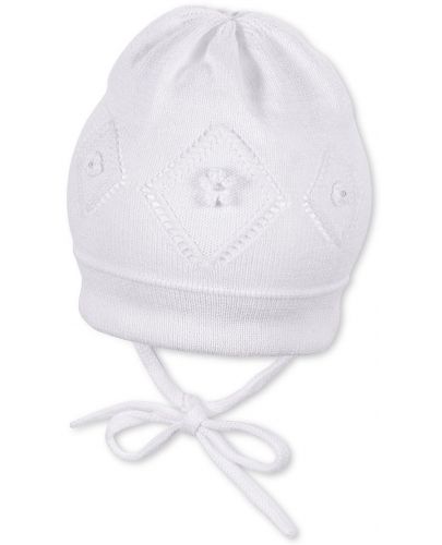 Памучна плетена детска шапка Sterntaler - 51 cm, 18-24 месеца, бяла - 1