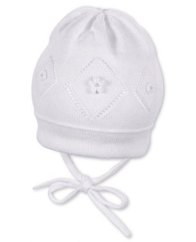 Памучна плетена детска шапка Sterntaler - 41 cm, 4-5 месеца, бяла - 1