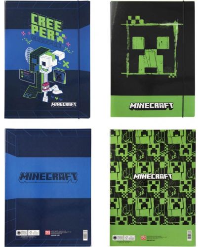 Папка с ластик Panini Minecraft - Neon Green, А4, асортимент - 1