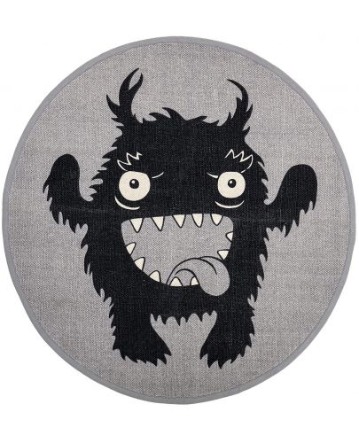 Памучно килимче Bloomingville - Плезещо се чудовище, сивo - 1