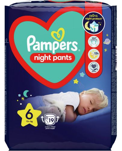 Памперс гащи Pampers - Night 6, 19 броя - 1