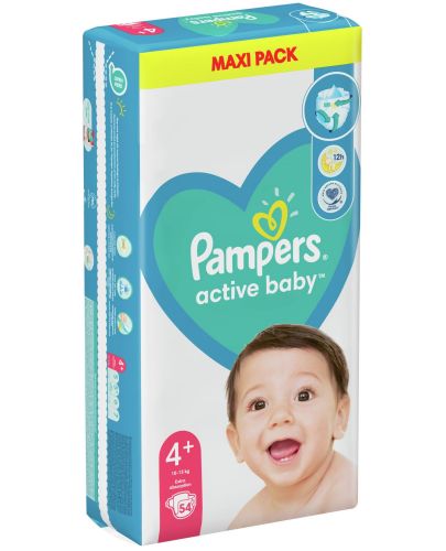 Бебешки пелени Pampers - Макси Плюс, 4+, 54 броя - 1