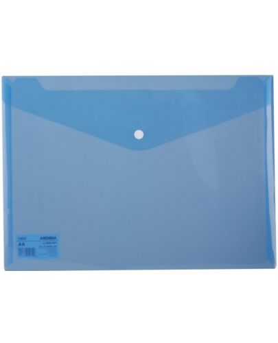 Папка с копче Deli Aurora - E5505, A4, прозрачна, синя - 1