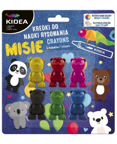 Пастелки за малки деца Kidea - 6 цвята, животинки  - 1
