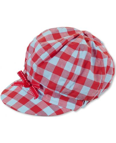 Памучна лятна шапка с UV 50+ защита Sterntaler - Каре, 51 cm, червена - 1