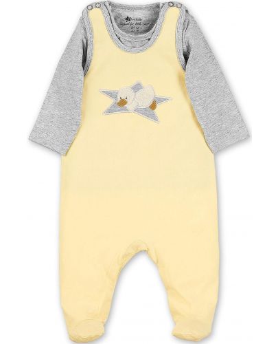 Памучен бебешки гащеризон с блузка Sterntaler - Жълто пате, 50 cm, 0-2 месеца - 1