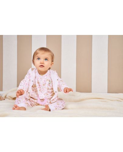 Памучно палтенце с ушички Bio Baby - 74 cm, 6-9 месеца, розово-кафяво - 2