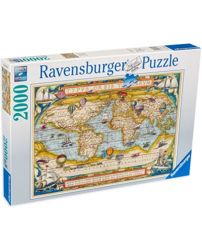 Пъзел Ravensburger от 2000 части - Карта на света - 1