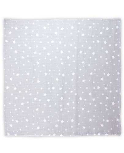 Памучна пелена Lorelli - 80 х 80 cm, сива на звезди - 1