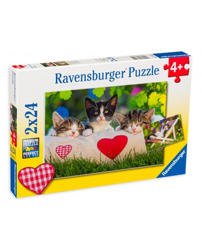 Пъзел Ravensburger от 2 x 24 части - Спящи котета - 1