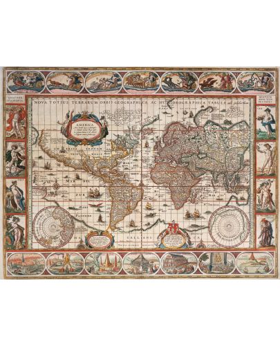 Пъзел Ravensburger от 2000 части - Древна карта на света от 1650 - 2