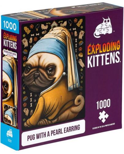 Пъзел Exploding Kittens от 1000 части - Кучето с перлената обица - 1