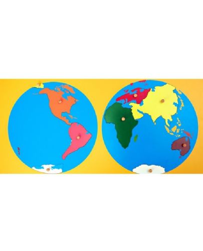 Пъзел Монтесори Smart Baby - Карта на света, 9 части - 1