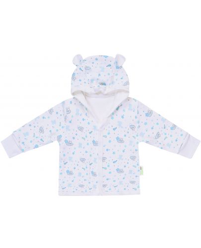 Памучно палтенце с ушички Bio Baby - 68 cm, 4-6 месеца, бяло-синьо - 1