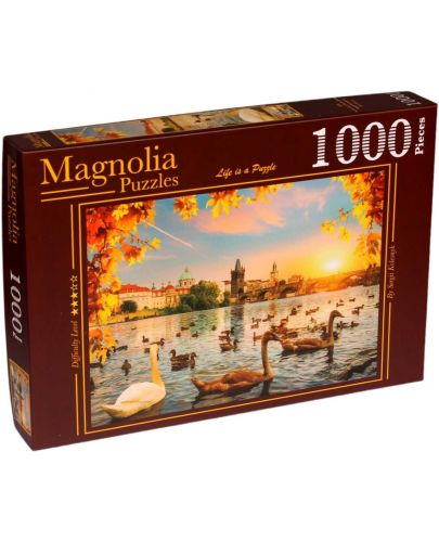 Пъзел Magnolia от 1000 части - Лебеди край Чарлз Бридж - 1