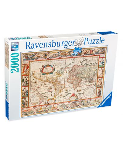 Пъзел Ravensburger от 2000 части - Древна карта на света от 1650 - 1