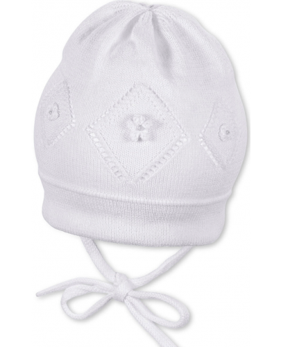 Памучна плетена детска шапка Sterntaler - 49 cm, 12-18 месеца, бяла - 1