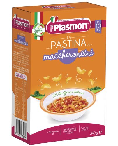 Бебешка паста Plasmon - Макаронки (Maccheroncini), 340 g - 1