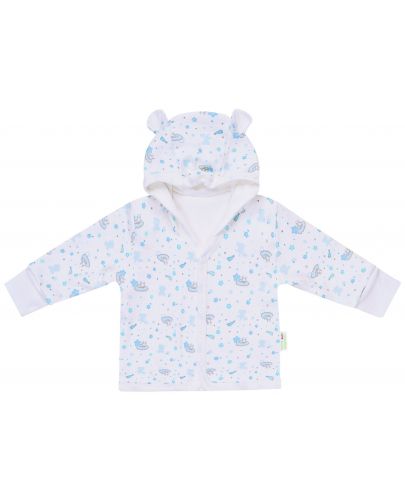 Памучно бебешко палтенце Bio Baby - 80 cm, 9-12 месеца, синьо - 1