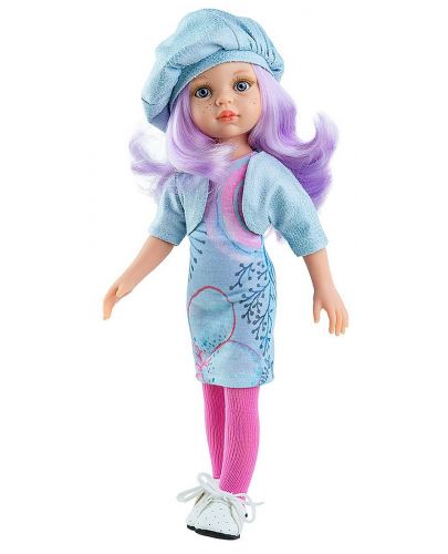 Комплект дрехи за кукла Paola Reina - Светлосиня рокля и късо сако, 32 cm - 1