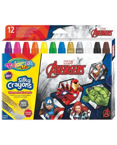 Пастели Colorino - Marvel Avengers Silky, 12 цвята - 1
