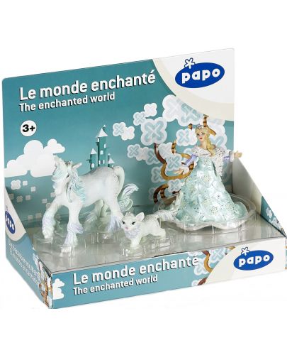 Комплект фигурки Papo The Enchanted World – Ледената кралица, с еднорог - 1