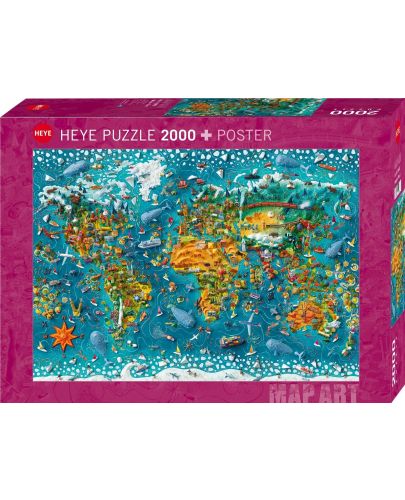 Пъзел Heye от 2000 части - Географска карта - 1