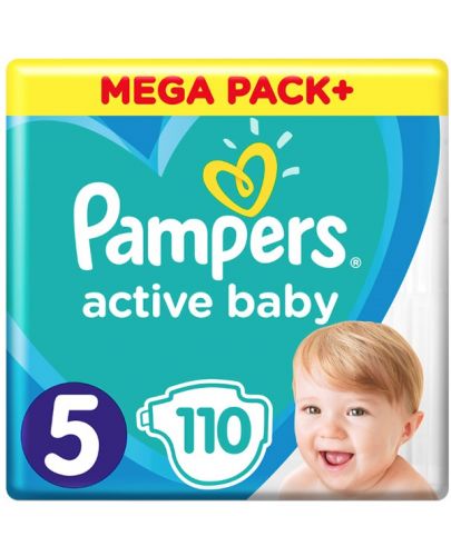 Пелени Pampers - Active Baby 5, 110 броя - 1