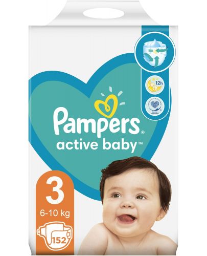Пелени Pampers - Active Baby 3, 152 броя - 1