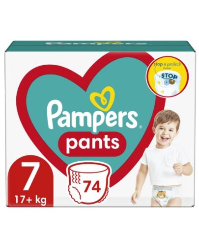 Пелени гащи Pampers Pants - Maxi Pack, Размер 7, 17+ kg, 74 броя - 1