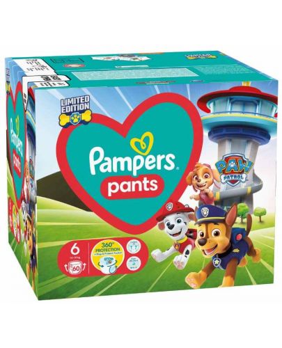 Пелени гащи Pampers Pants - Paw Patrol, Размер 6, 14-19 kg, 60 броя - 1