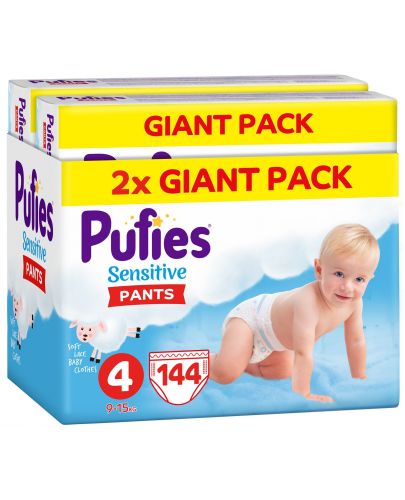Пелени гащи Pufies Pants Sensitive 4, 9-15 kg, 144 броя - 1