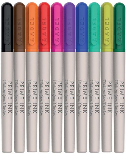 Перманентни маркери Adel - Prime Ink, 10 цвята - 1