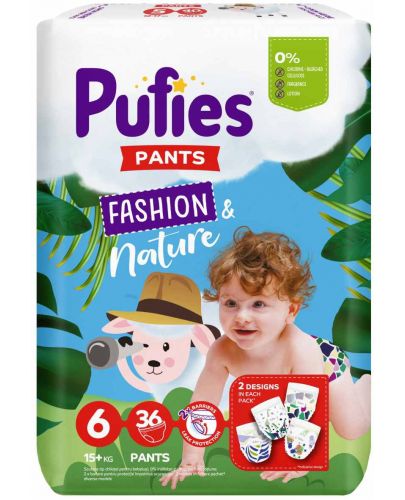 Пелени гащи Pufies Pants Fashion & Nature 6, 36 броя - 1