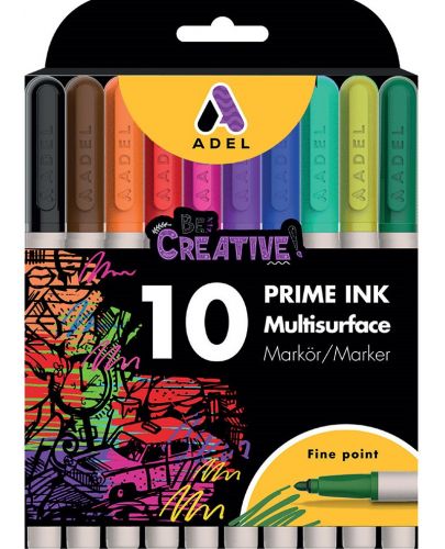 Перманентни маркери Adel - Prime Ink, 10 цвята - 2