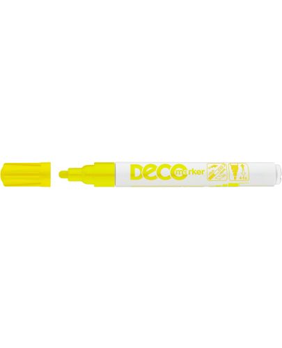 Перманентен маркер Ico Deco - объл връх, жълт - 1