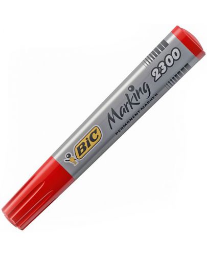 Перманентен маркер Bic - 2300 скосен връх, червен - 1