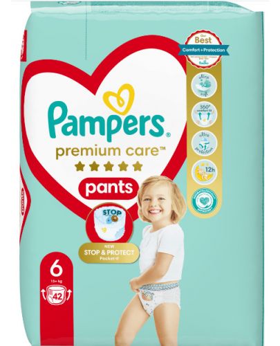 Пелени гащи Pampers Premium Care - Размер 6, 15+ kg, 42 броя - 1