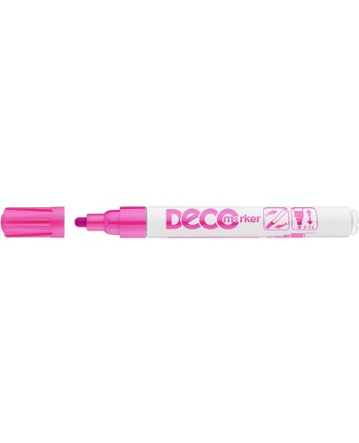 Перманентен маркер Ico Deco - объл връх, розов - 1