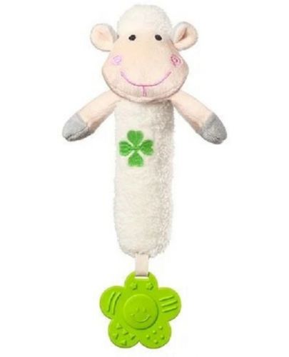Писукаща играчка с гризалка Babyоno- Овца, бяла - 1