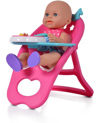 Пишкаща кукла-бебе Moni - Със столче, вана и аксесоари, 36 cm - 1