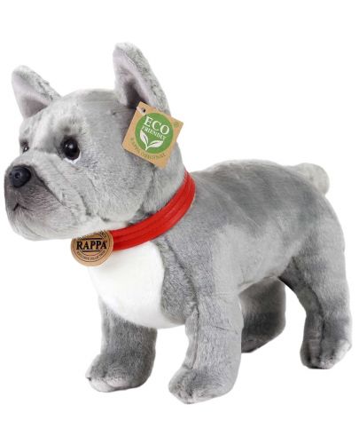 Плюшена играчка Rappa Еко приятели - Куче Френски булдог, стоящ, сив, 30 cm - 2