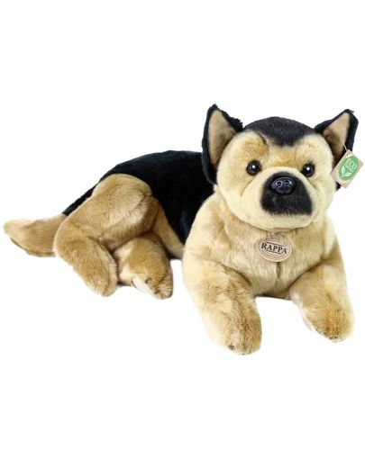 Плюшена играчка Rappa Еко приятели - Куче Немска овчарка, лежащо, 38 cm - 1