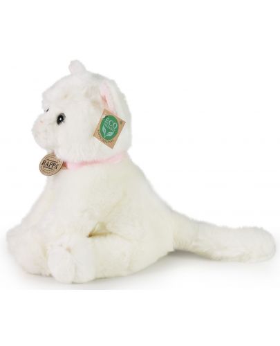 Плюшена играчка Rappa Еко приятели - Бяла котка, седяща, 25 cm - 3