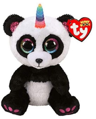 Плюшена играчка TY Toys Beanie Boos - Шарена панда с рог Paris, 15 cm - 1