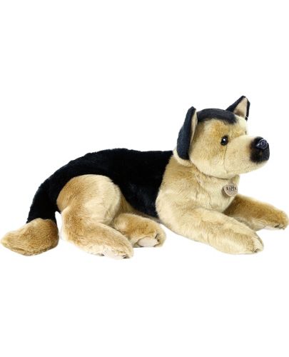Плюшена играчка Rappa Еко приятели - Куче Немска овчарка, лежащо, 38 cm - 2
