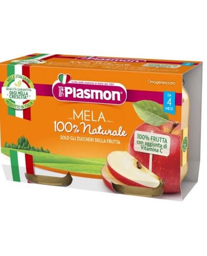 Plasmon Пюре ябълка, 4+м, 2 бр. х 104 гр. - 1