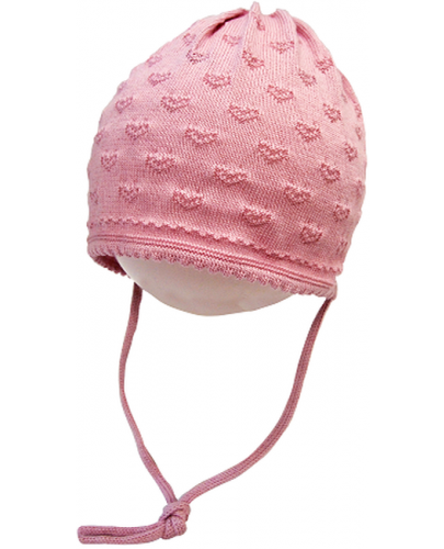 Плетена шапка Maximo - размер 39, розови сърца - 1