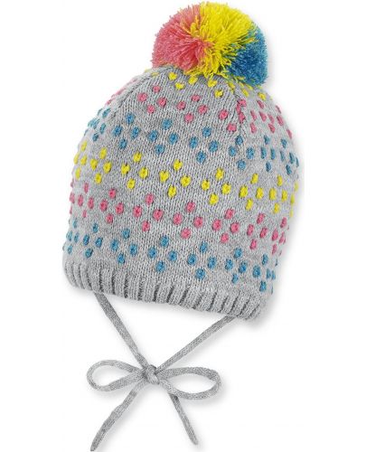 Плетена шапка с пискюл Sterntaler - 49 cm, 12-18 месеца, сива - 1